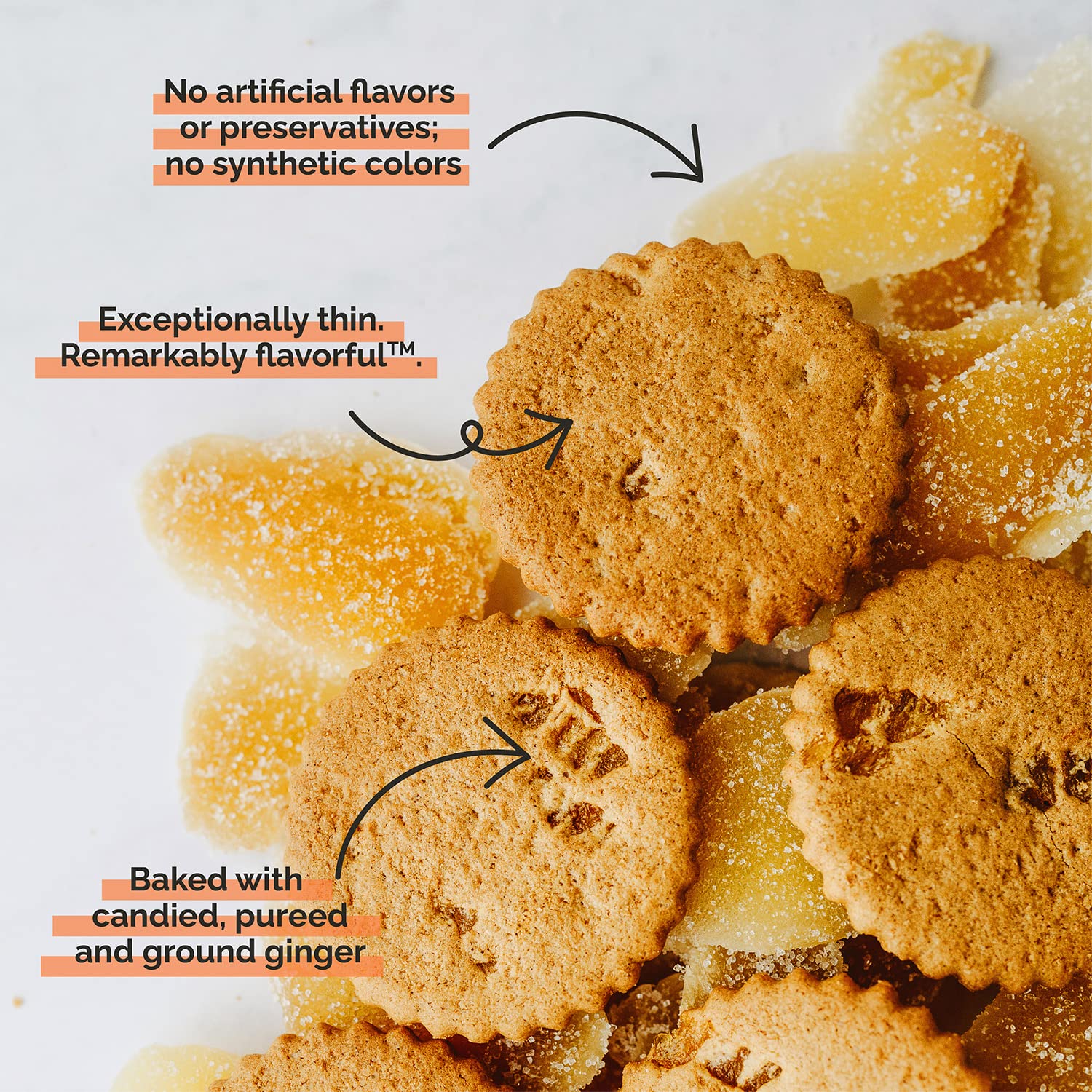 Dewey's Bakery Triple Ginger Cookie Thins | No Artificial Flavors, Synthetic Colors or Preservatives | Baked in Small Batches | 9oz (Pack of 1)