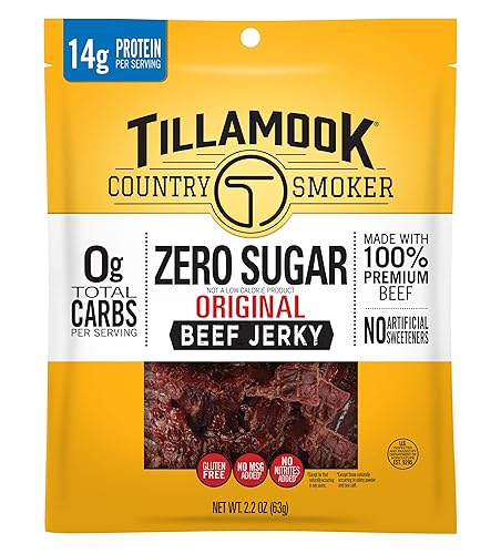Tillamook Country Smoker Zero Sugar Keto Friendly Beef Jerky, Original, 2.2 Ounce