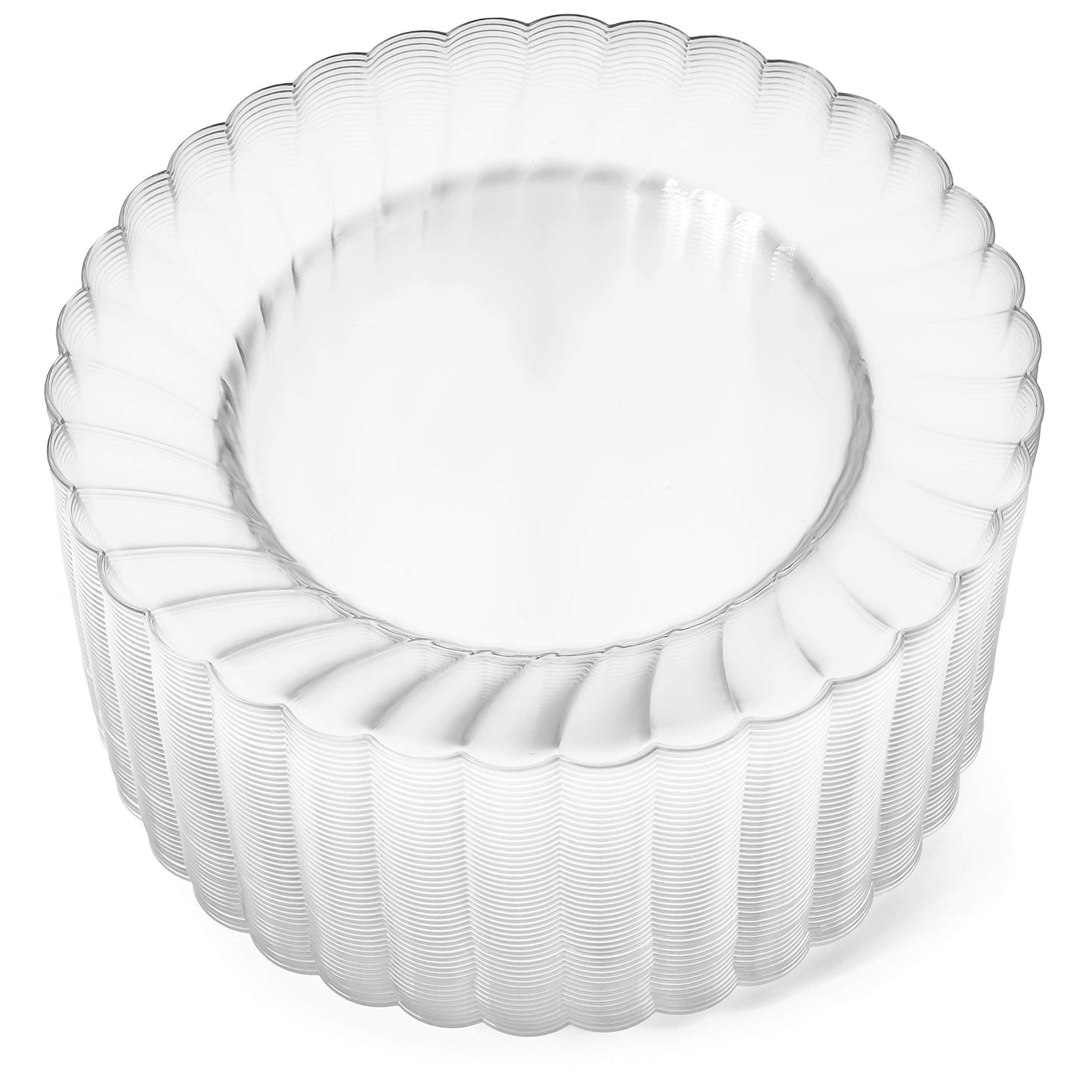 Oasis Creations Premium Hard Plastic Plate Set 50 x 6” Clear Round Plates - Washable & Reusable - Party Supplies For Birthdays, Celebrations, Buffets