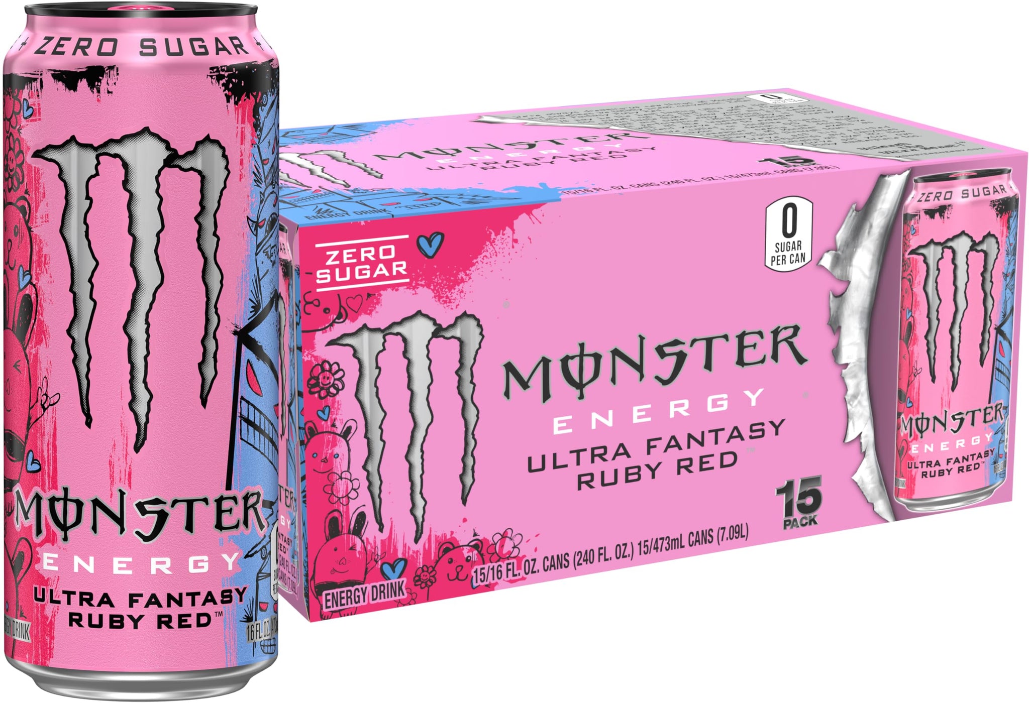 Monster Energy Ultra Fantasy Ruby Red, Sugar Free Energy Drink, 16 Ounce