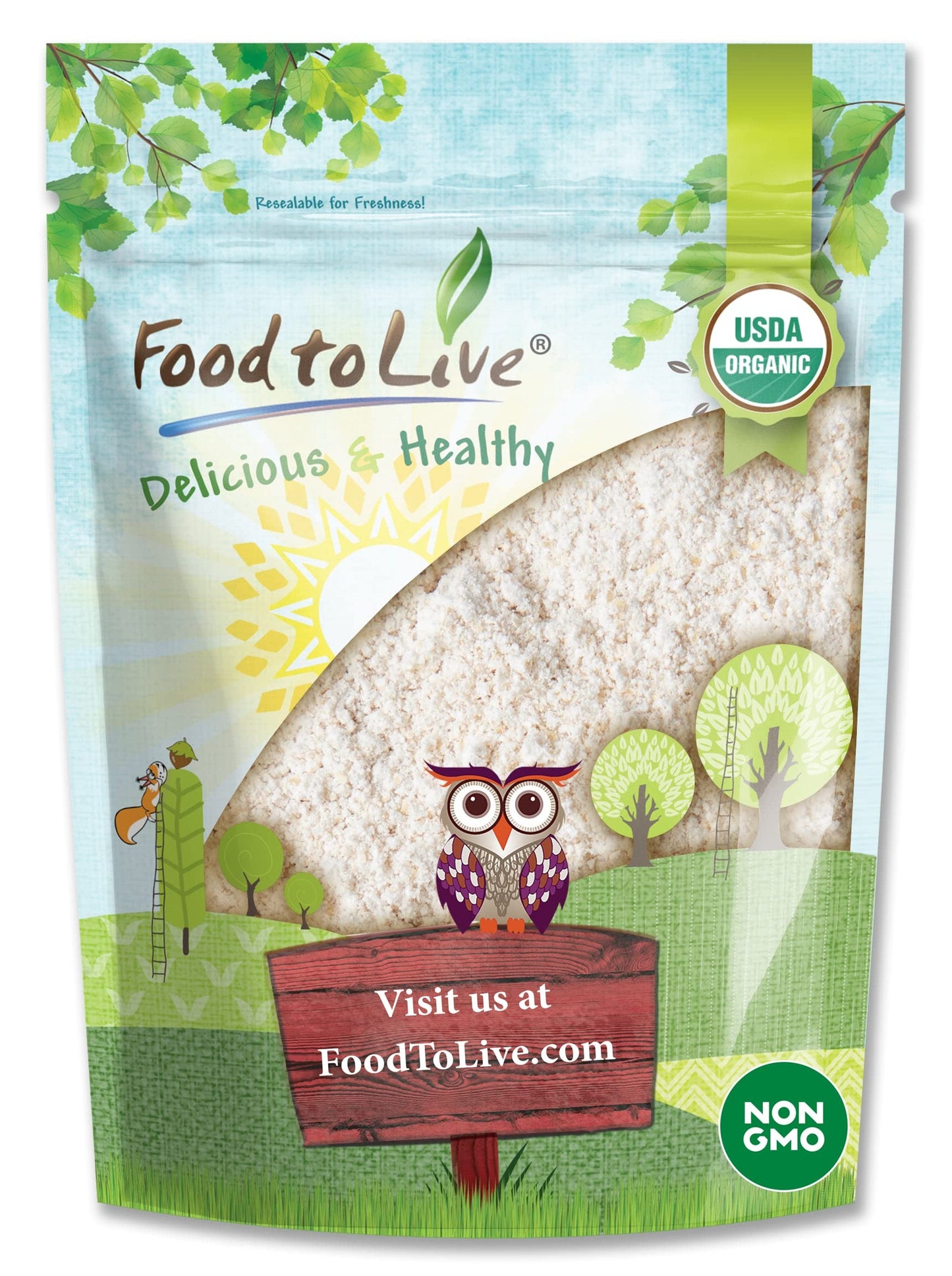 Food to Live Organic Hulled Buckwheat Flour, 1 Pound Non-GMO, Finely Milled Raw Groats, Kosher, Vegan Powder. Good Source of Fiber, Protein. Wheat