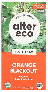 Alter Eco Organic Orange Blackout 85% Dark Chocolate Bar, 2.65 OZ