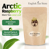 Arctic Raspberry Naturally Flavored Black Tea - Loose Leaf Pouch - 16oz | Fruity Berry Blend with Raspberry Pieces | Premium Ceylon Black Tea | Medium