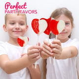 4E's Novelty 38 Pack Valentines Day Heart Shaped Lollipops Bulk Individually Wrapped, Strawberry & Cream Flavored, Suckers for School Valentines Party