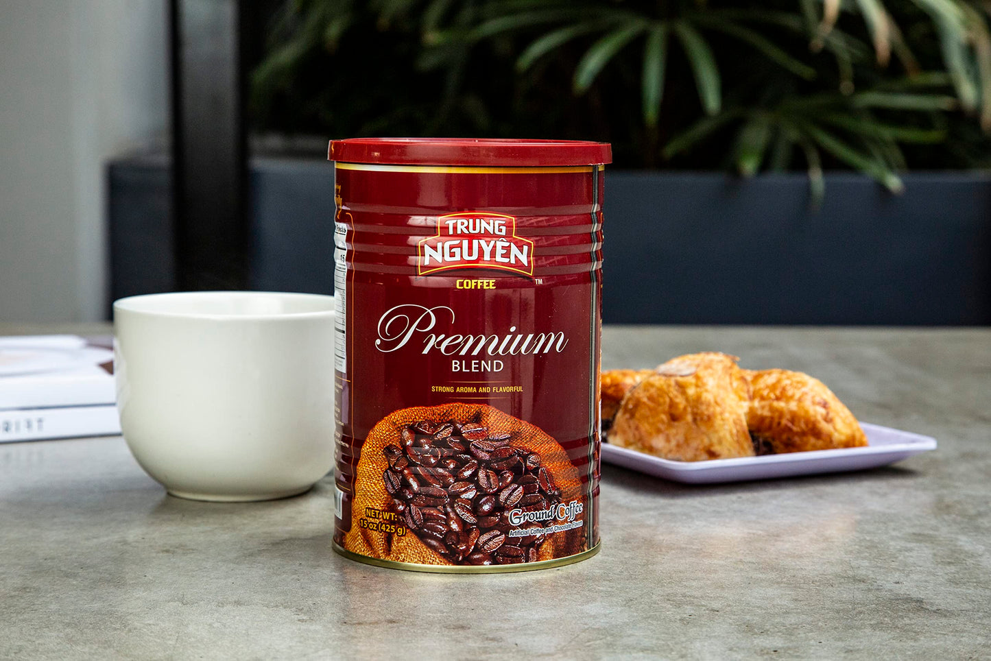 Trung Nguyen - Premium Blend - Roasted Ground Coffee Blend - Strong and Bold - Arabica & Robusta - Chocolate Flavor - Vietnamese Coffee, 15 oz Can