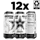 Rockstar Pure Zero Energy Drink, Silver Ice, 0 Sugar, with Caffeine and Taurine, 16oz Cans (Pack of 12) (Packaging May Vary)