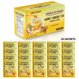 Premium Honey Ginger Crystals Turmeric Beverage 20 Packets Instant Herbal Tea Bags Pure Honey, Fresh Ginger, Turmeric Root Caffeine Free Blend