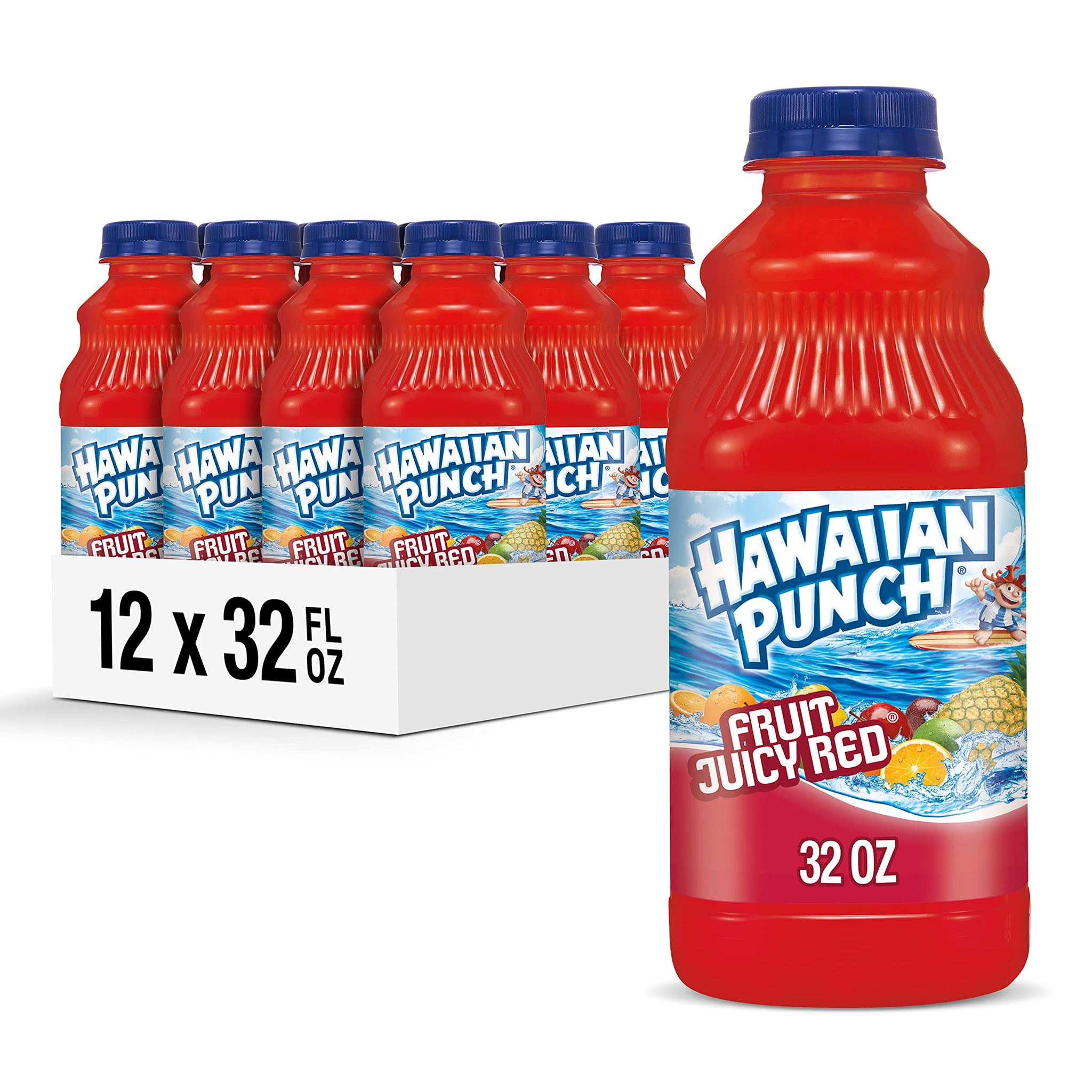 Hawaiian Punch Fruit Juicy Red Fruit Juice Drink, 32 Fl Oz Bottle (Pack Of 12), Caffeine-free, Carbonation-free, Gluten-free, Excellent Source
