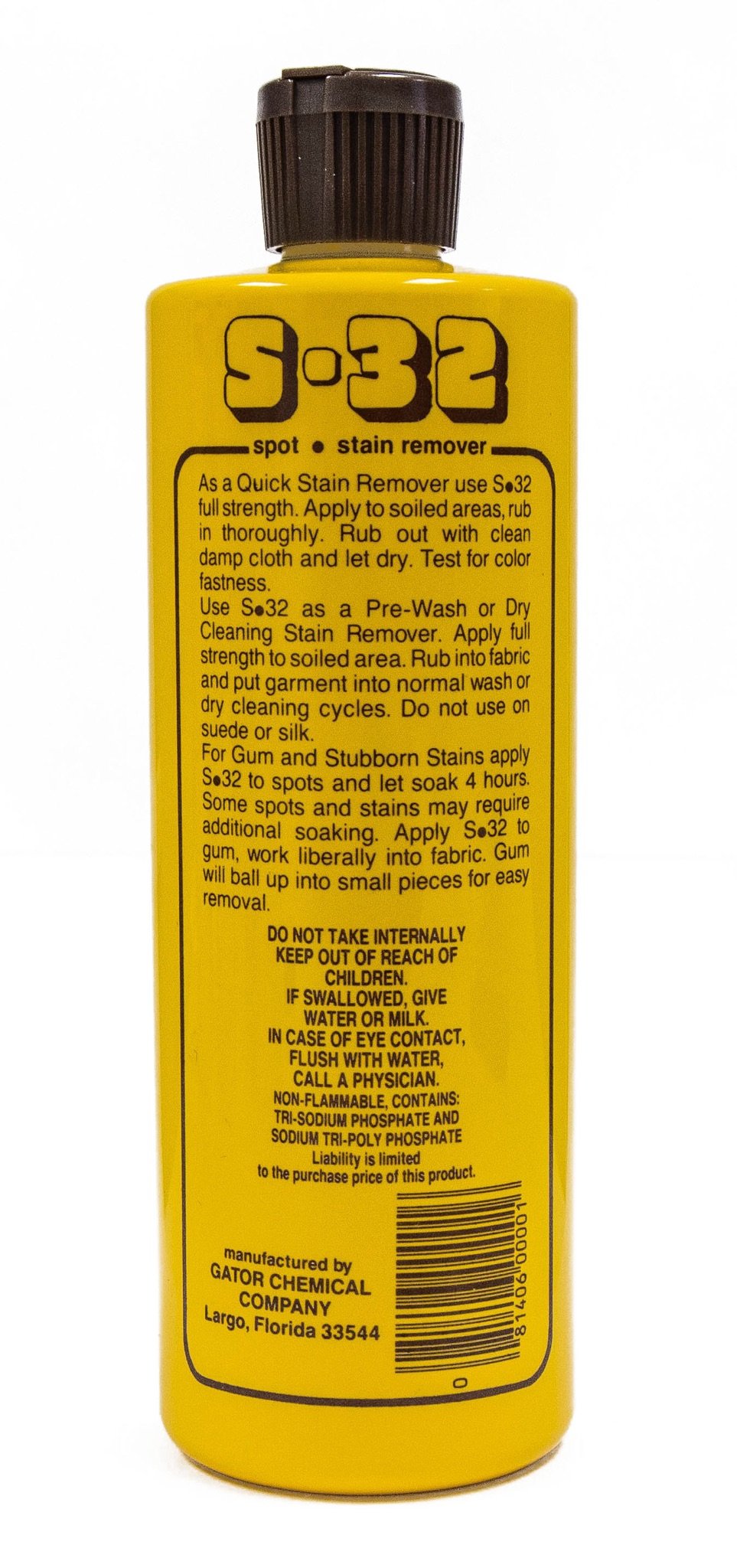 S-32 Spot Stain Remover, Safely Removes Stubborn Spots and Stains, Commercial Use, Household Needs, 15.2 Ounces, 2 Pack