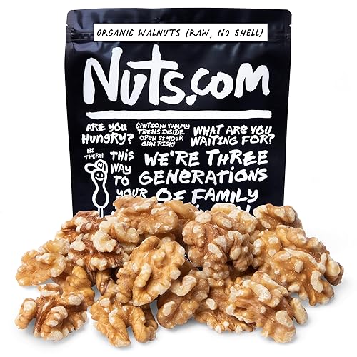 Nuts.com - Organic Walnuts (Raw, No Shell) - Healthy Snack for Adults & Kids, Nutty & Slightly Sweet Flavor, Good Source of Protein & Fiber - Vegan