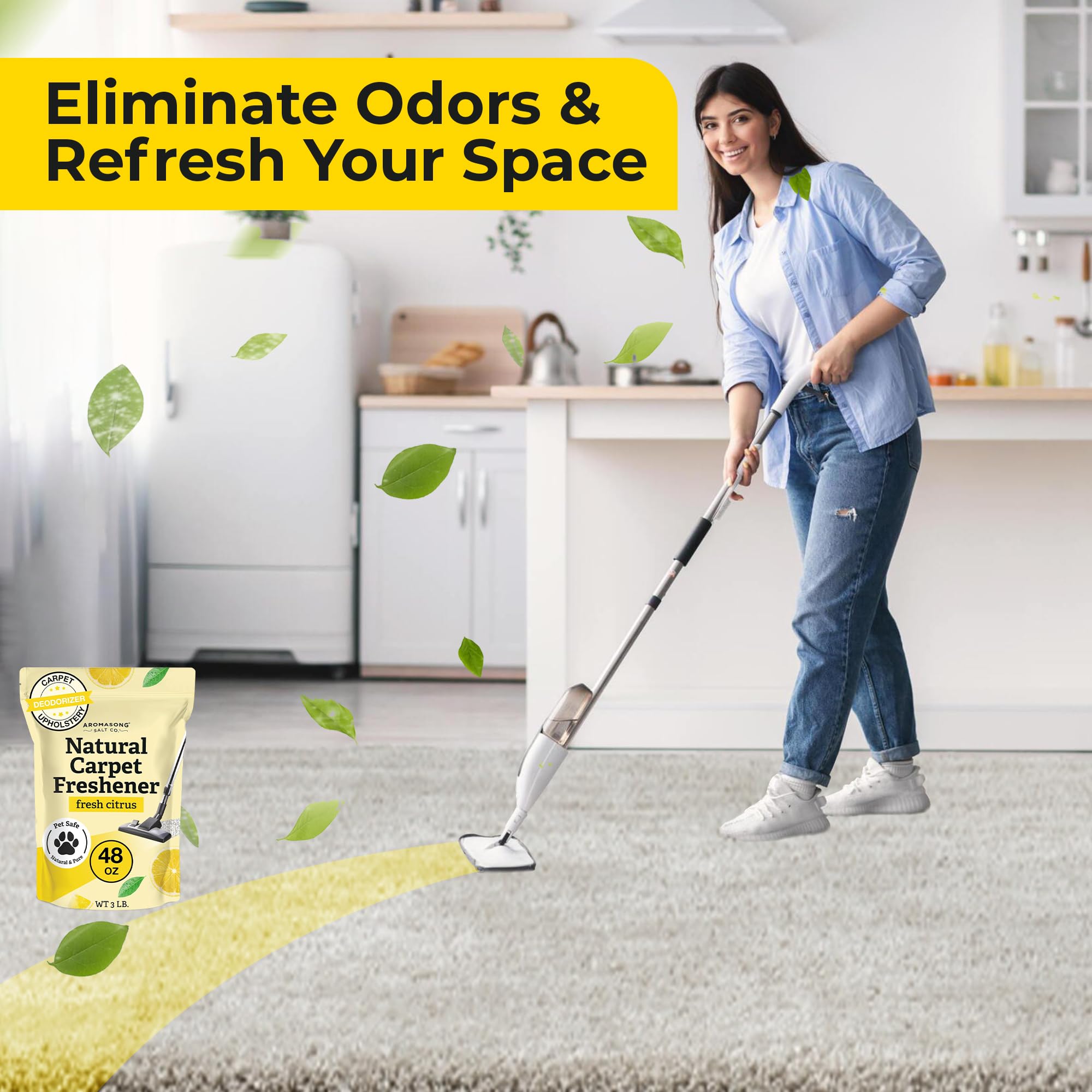 Aromasong Carpet Deodorizer - 100% Natural Carpet Freshener Powder - Safe For Pets - Carpet Powder For Vacuuming - Upholstery Deodorizer - Effective