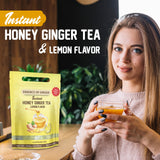 Natural Honey Lemon Ginger Root Herbal Crystals 30 Packets Instant Beverage 18 Grams Made With Real Pure Honey, Fresh Refreshing Lemon Citrus