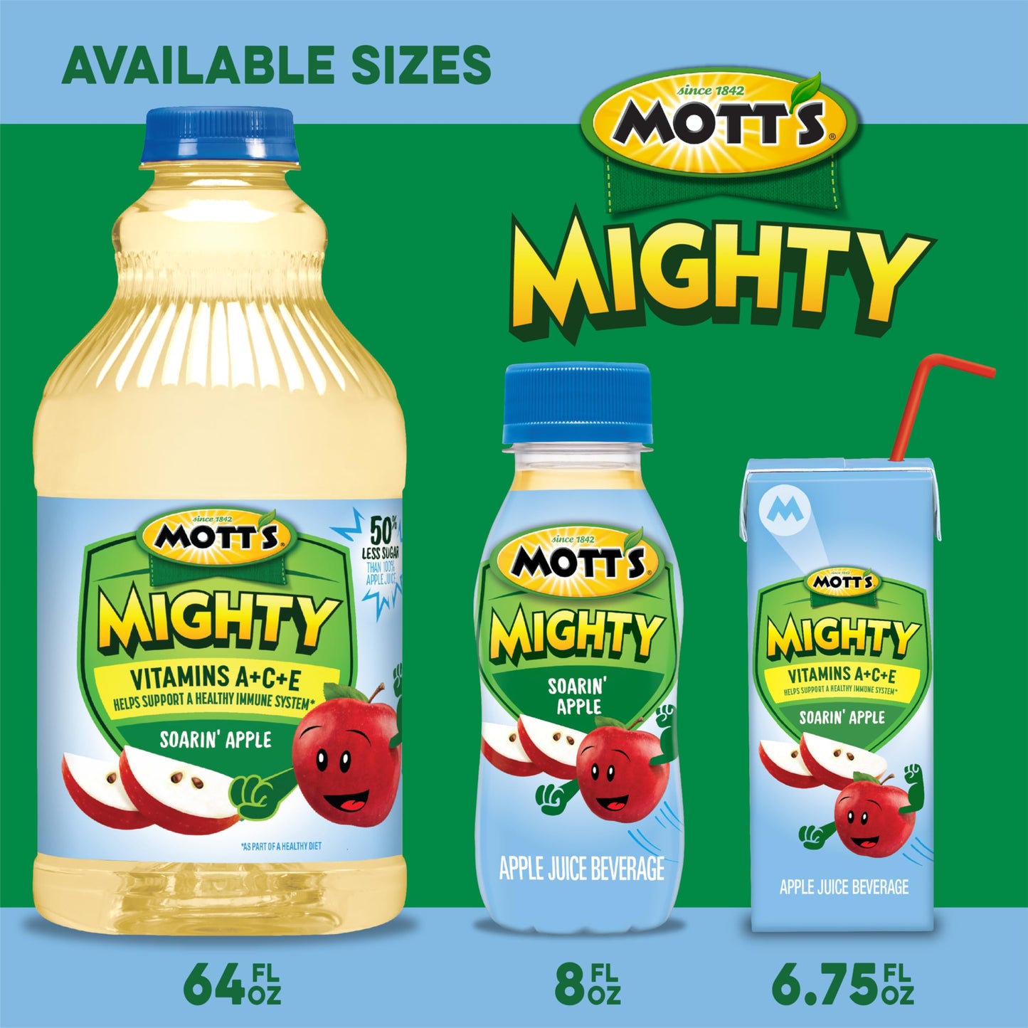 Mott's Mighty Soarin' Apple Juice Drink, 8 Fl Oz Bottles, 6 Pack