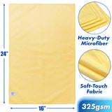 Simple Houseware 9-Pack Microfiber Cleaning Towels, Heavy-Duty & Reusable Cloths for Home, Kitchen, and Car, 16" x 24", 325 GSM