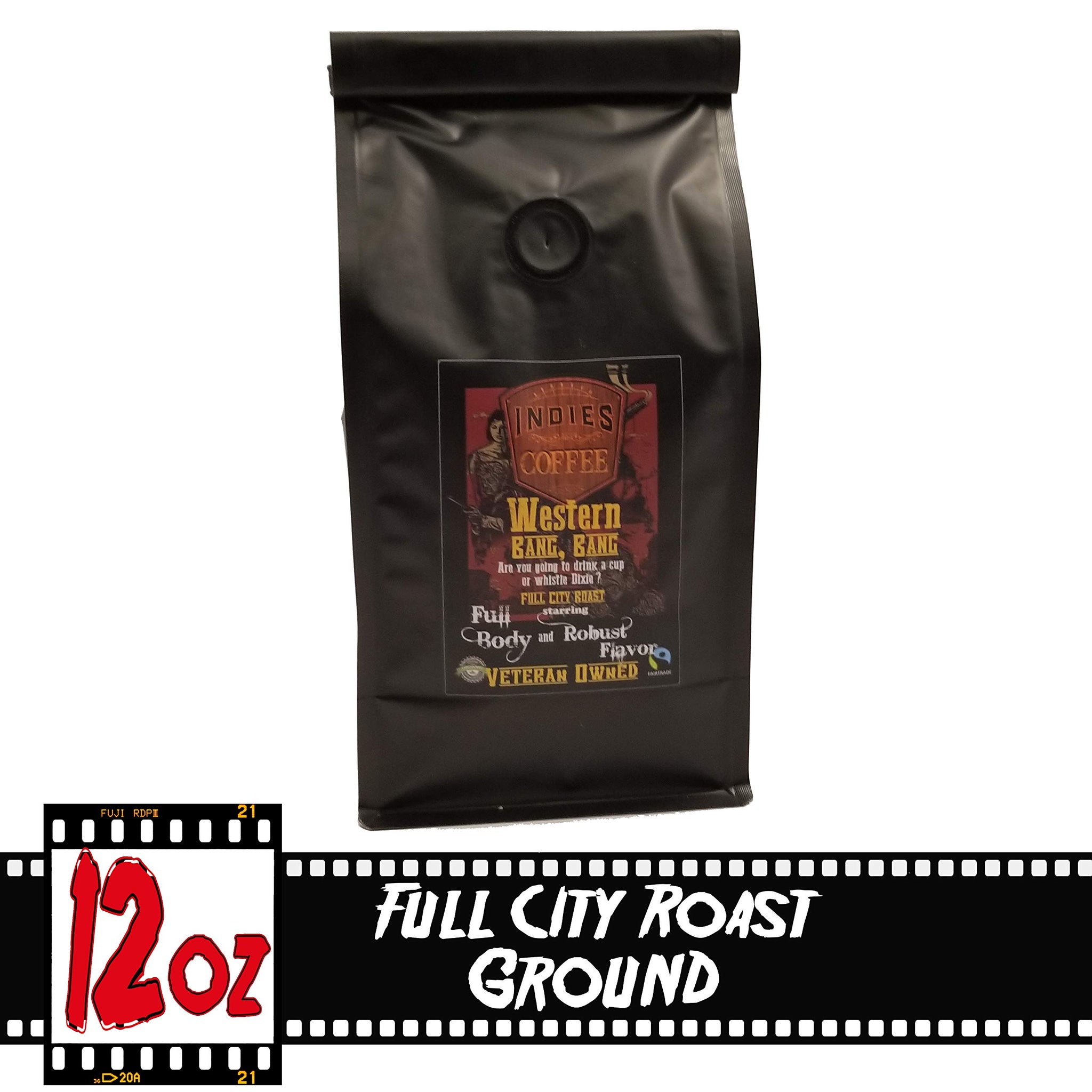 Western Bang, Bang Full-City Roast Organic Coffee by Indies Coffee | 12 ounce Ground VETERAN OWNED