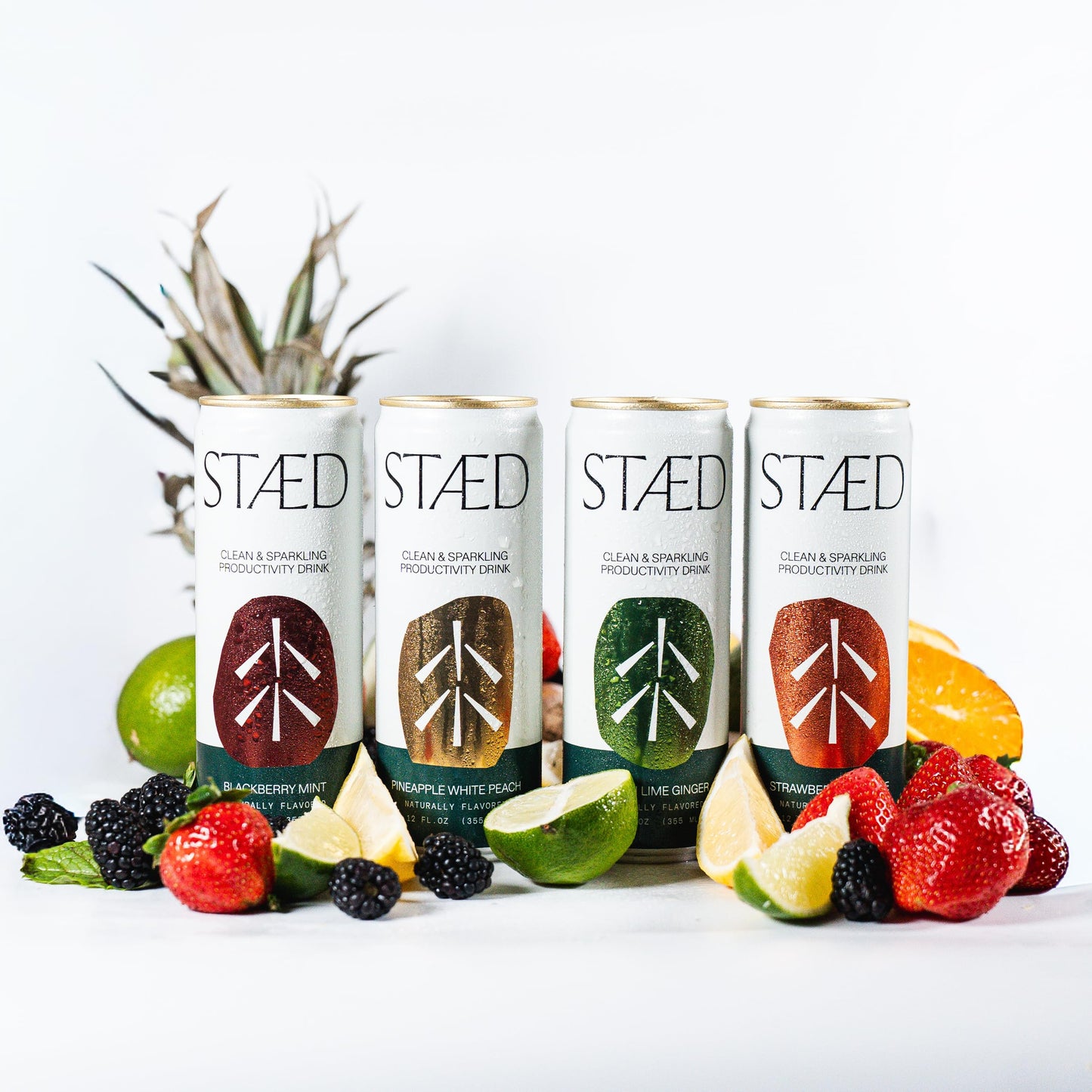 STAED Organic Energy Drinks, Clean Natural Productivity Drink with Cognizin® Citicoline & L-Theanine, Sparkling Functional Beverage, Clean Caffeine