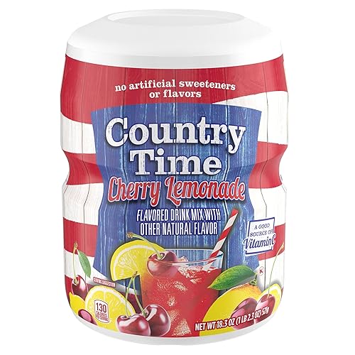 Country Time Cherry Lemonade Powdered Drink Mix, 1 Canister, for Shareable Refreshment, Naturally Flavored with Other Natural Flavor, No Artificial
