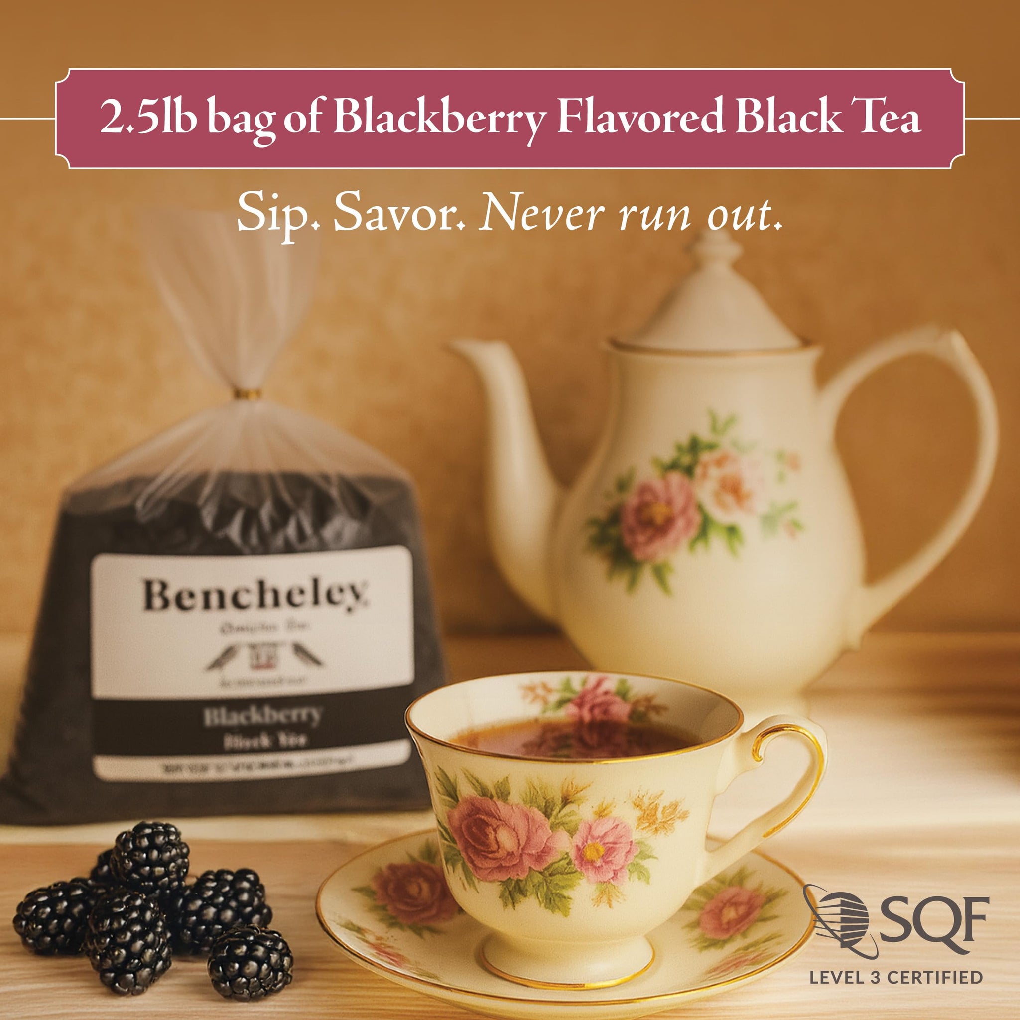 White Coffee Premium Blackberry Leaf Tea, Breakfast Fruit-Flavored Blend, 2.5lb Bulk Bag, Sweet, Bold, Aromatic, Perfect for Home & Café