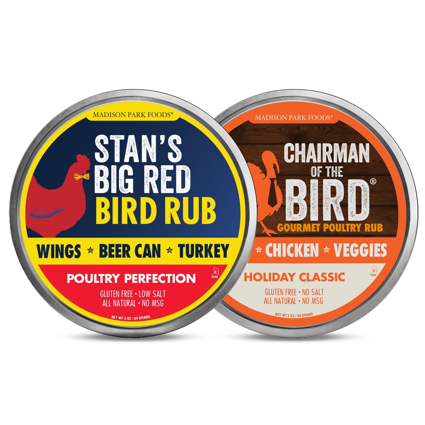 2 Pack - Premium Thanksgiving Perfect Poultry Pack - Chairman of the Bird Herb Turkey Rub + Stan's Smoky BBQ Cajun Deep Fried Turkey Seasoning - All