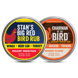 2 Pack - Premium Thanksgiving Perfect Poultry Pack - Chairman of the Bird Herb Turkey Rub + Stan's Smoky BBQ Cajun Deep Fried Turkey Seasoning - All