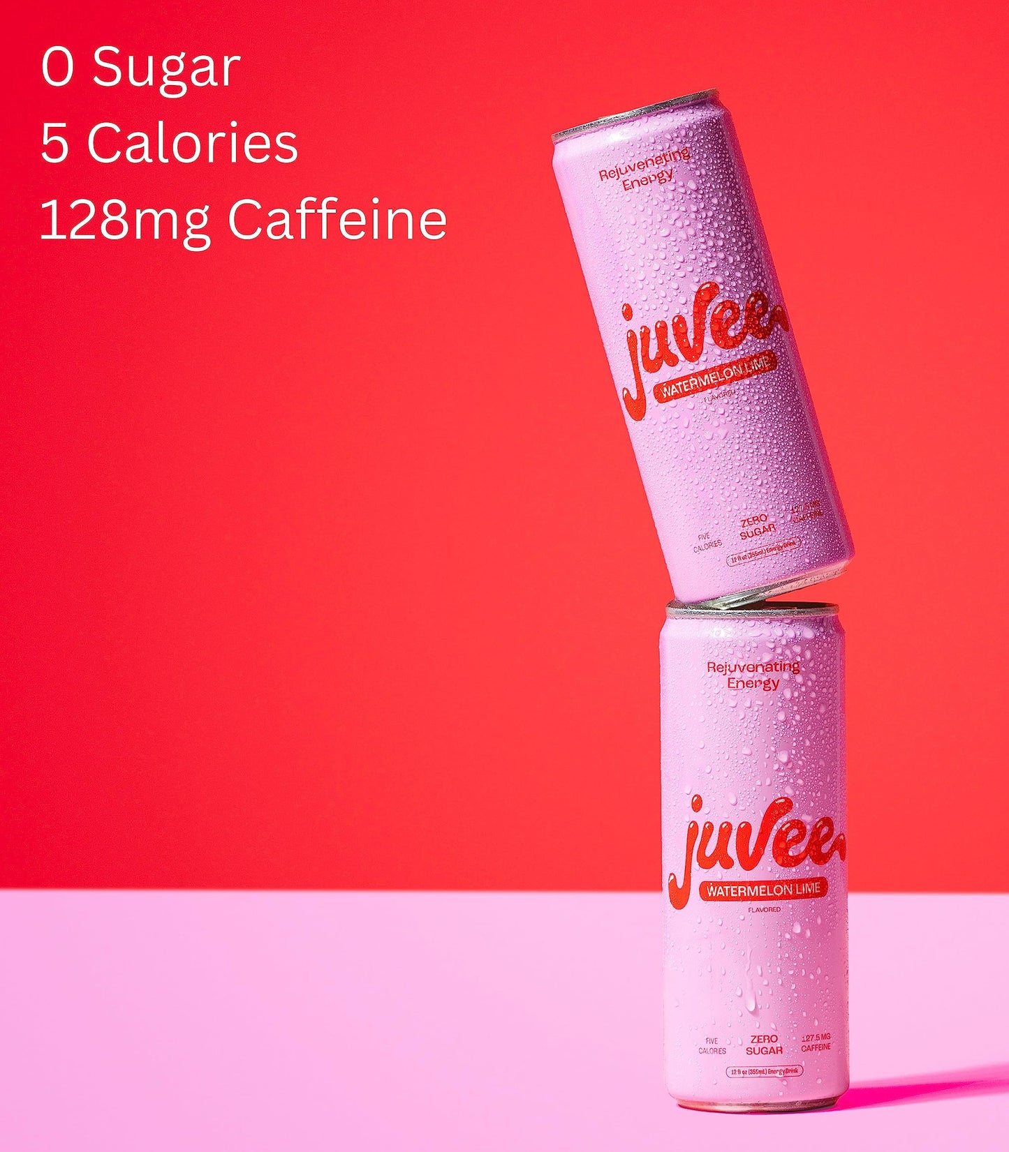 Juvee Rejuvenating Energy Drink - Sugar Free Watermelon Lime Flavor, 12 oz Cans (12-Pack) - 128mg Natural Caffeine, Zero Sugar, Low Calorie, Clean