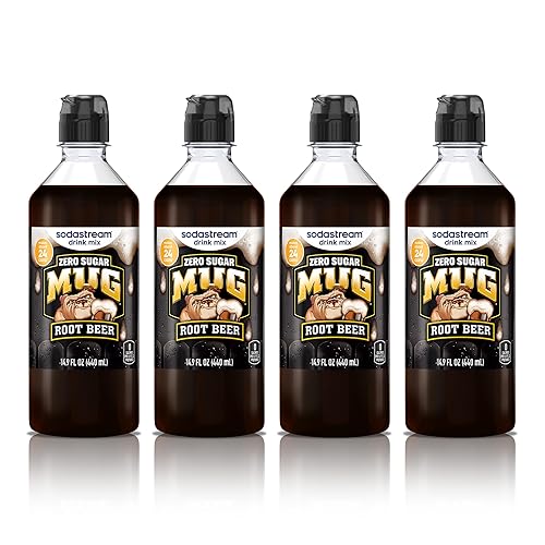 SodaStream Mug Root Beer Zero New Pour Bottle Drink Mix (440ml, Pack of 4)