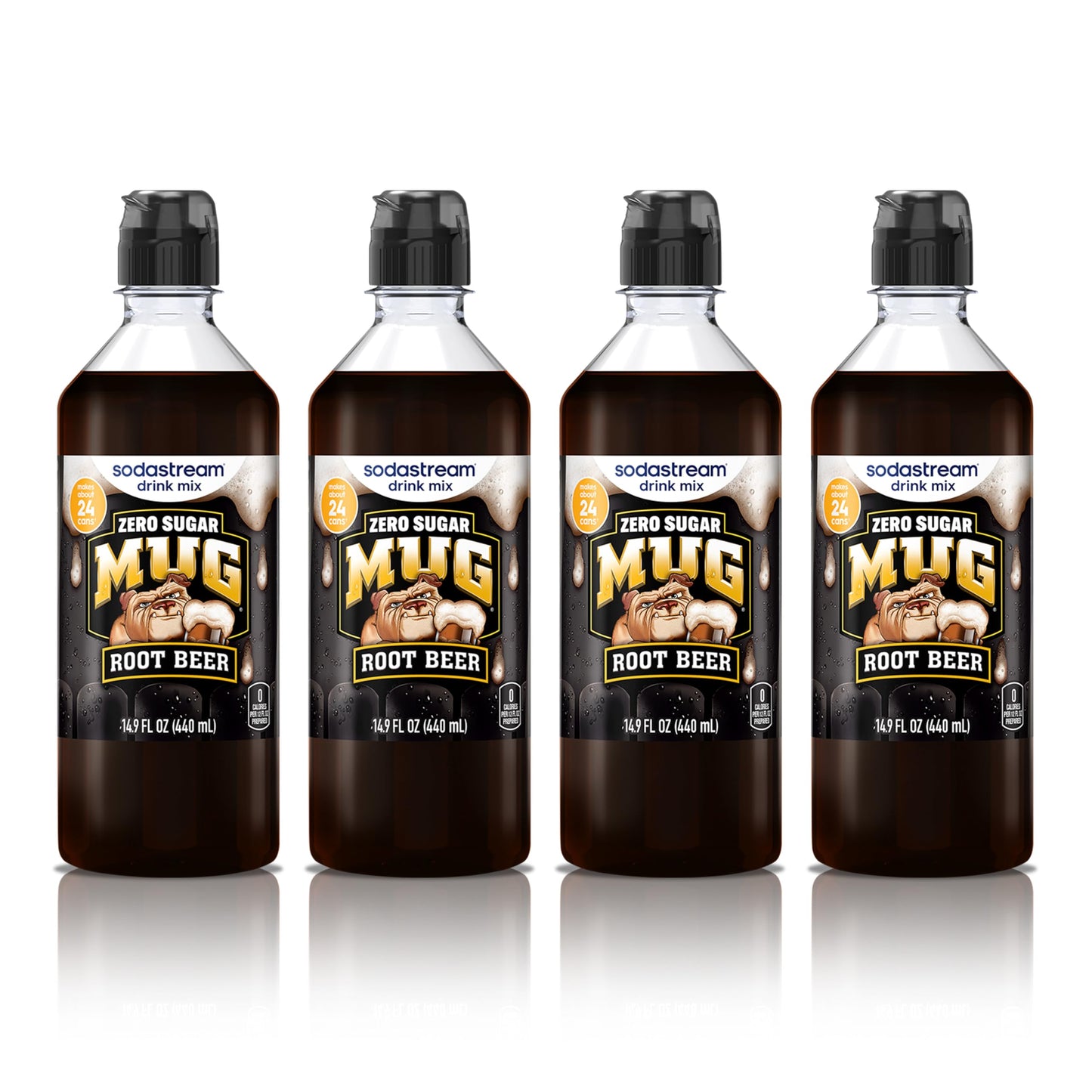 SodaStream Mug Root Beer Zero New Pour Bottle Drink Mix (440ml, Pack of 4)