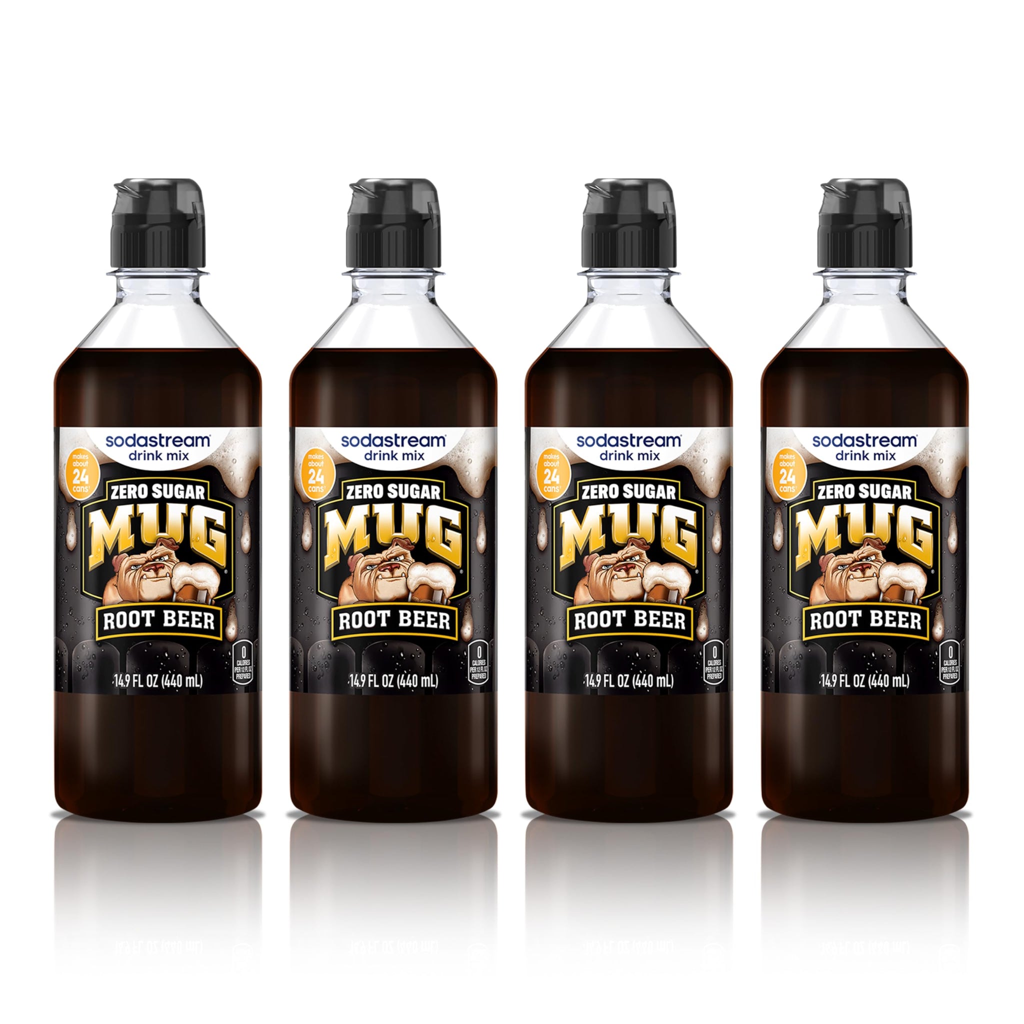 SodaStream Mug Root Beer Zero New Pour Bottle Drink Mix (440ml, Pack of 4)