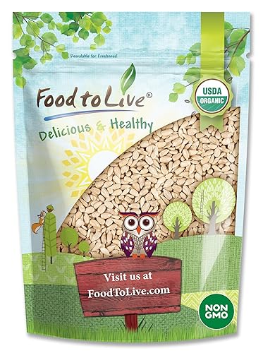 Food to Live - Organic Sunflower Seeds, 1 Pound - Hulled, Raw, Non-GMO, Dried Kernels, Unsalted, Kosher, Vegan, Keto, Paleo, Sirtfood, Bulk, Low