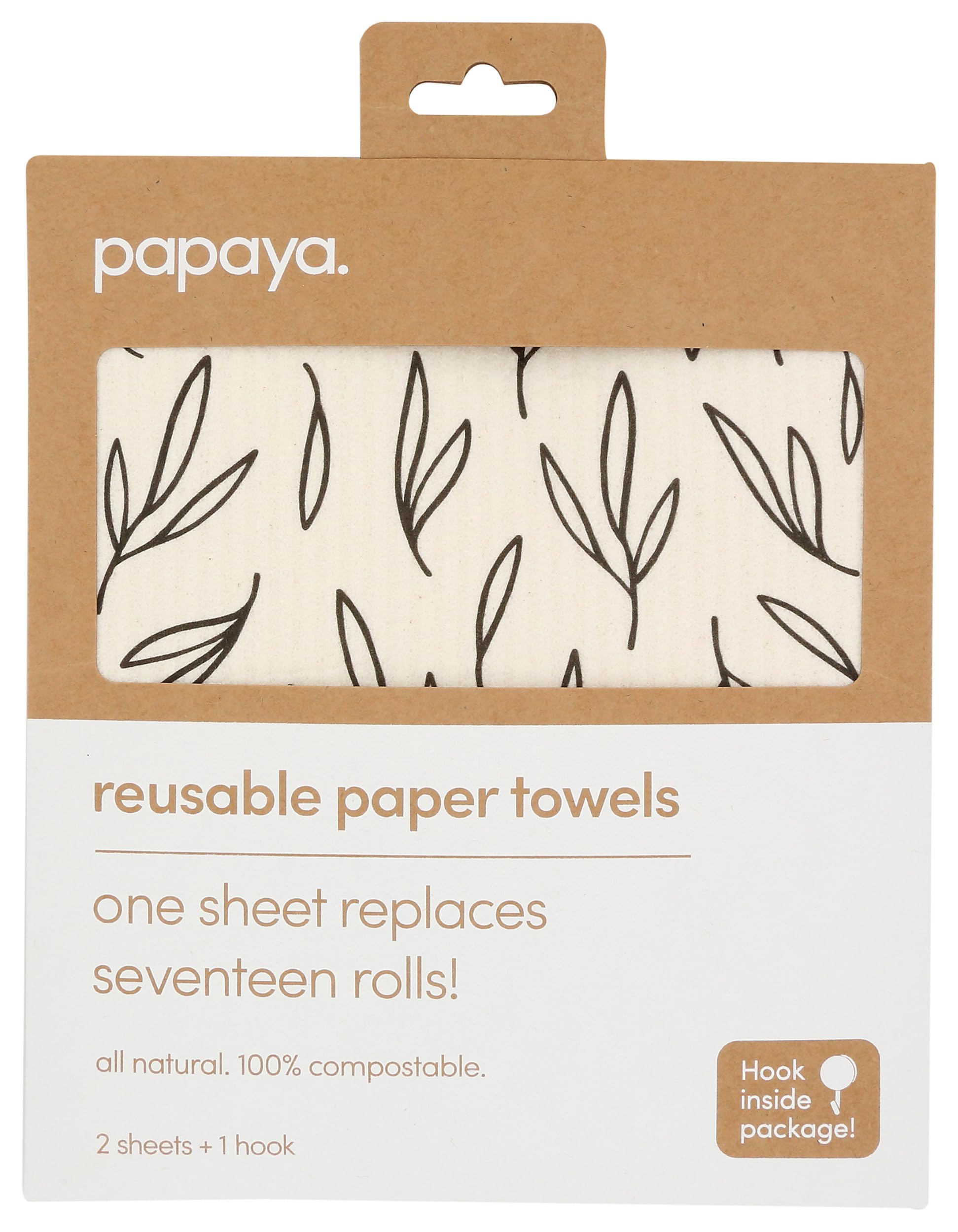 Papaya. Call Me Twiggy Reusable Paper Towels 2 Count, 2 CT