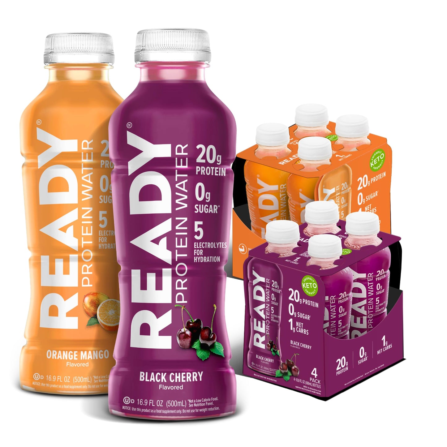 Ready® Clear Protein Water - 20g Whey Protein Isolate, Zero Sugar, Low-Calorie Sports Drink for Hydration & Recovery - Electrolytes, Essential Amino
