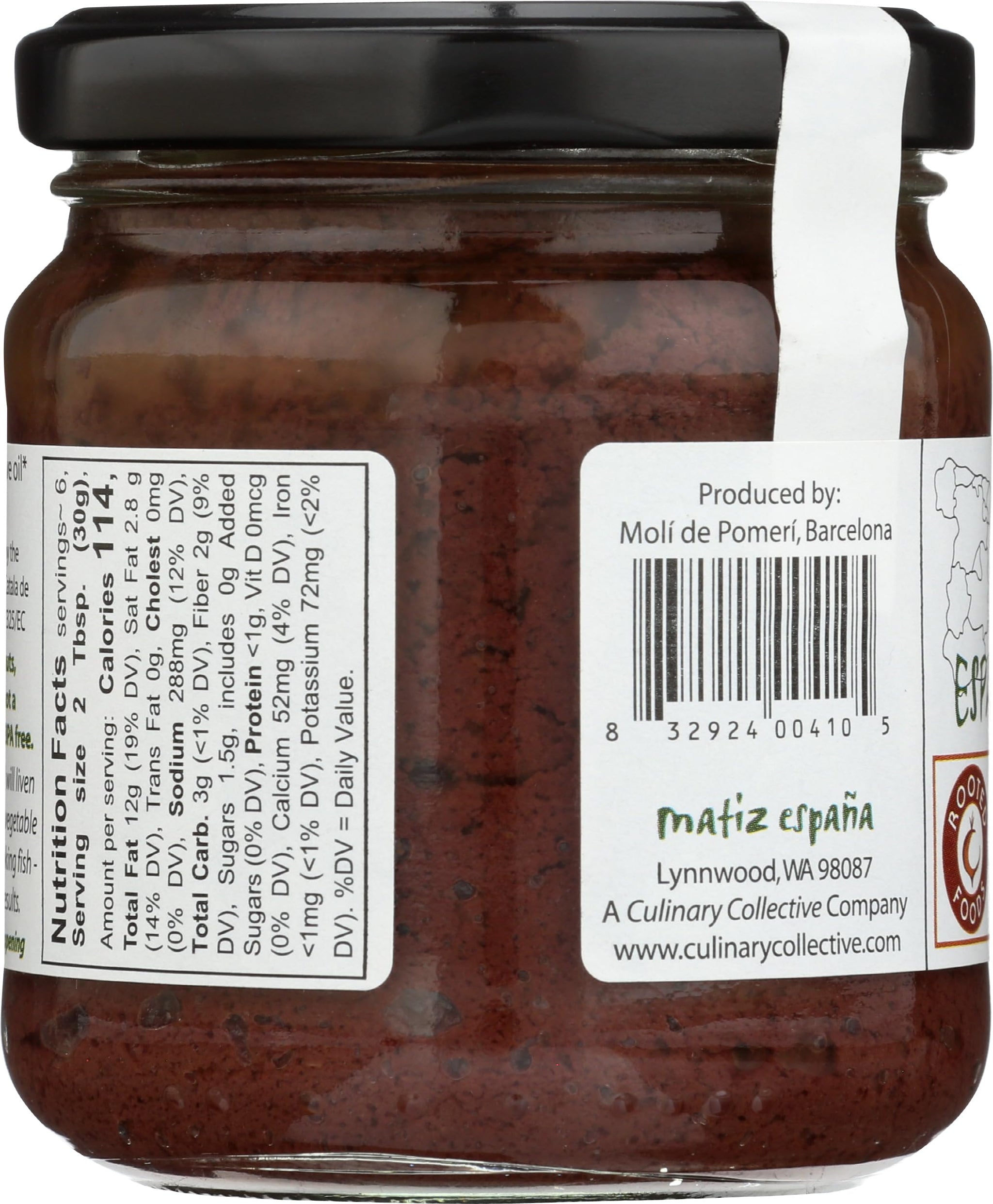Matiz España Black Olive Spread, 6.5 ounces, Natural Authentic Spanish Flavor, Create Gourmet Bruschetta, Tapenade, Sandwich, or Appetizers