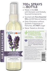Natural Flower Power Air Freshener Spray - Odor Eliminator with Essential Oils for the Home, Car & Fabric - Cruelty Free & Vegan - 3 Pack - Lavender