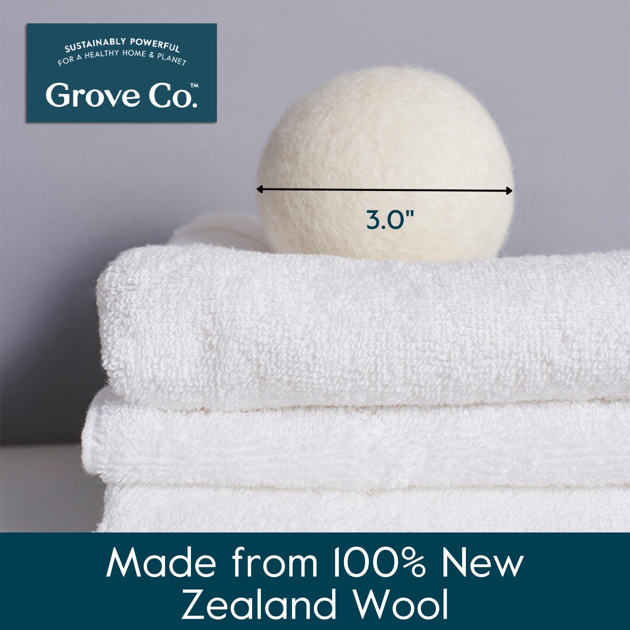 Grove Co. Wool Dryer Balls, Reusable Laundry Balls for Dryer, 100% New Zealand Wool, Reduce Drying Time, Wrinkles & Static, Sustainably Designed