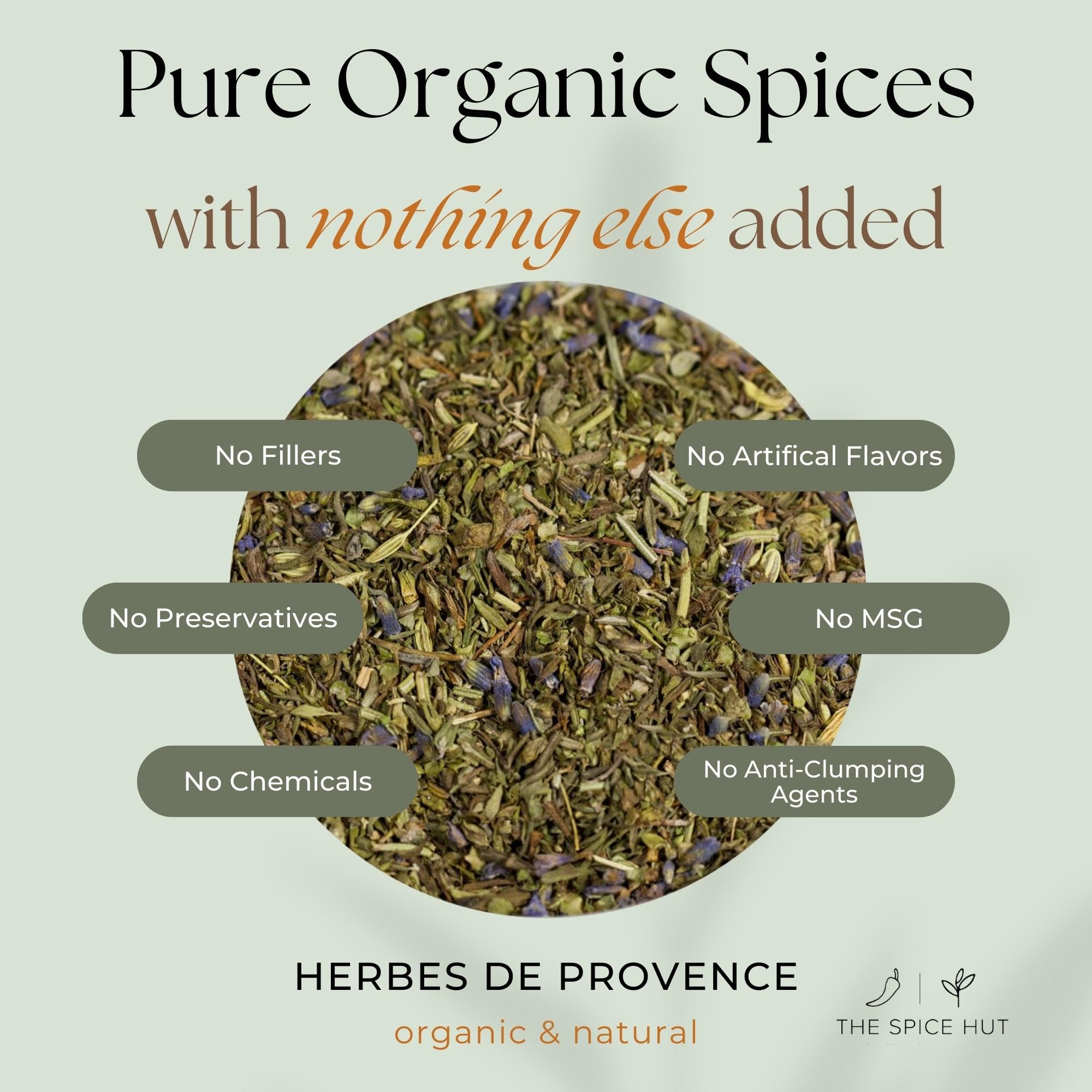 Spice Hut - Organic Herbes De Provence Seasoning Mix with Lavender, No Salt, Authentic Provencal Blend- French Herbs de Provence Spice for Cooking