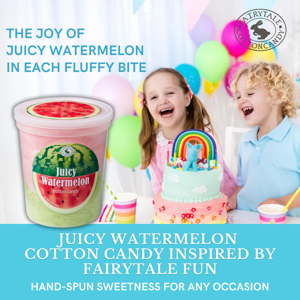 CHOCOLATE STORYBOOK Gourmet Flavored Cotton Candy - Unique Idea for Holidays, Birthdays, Gag Gifts, Party Favors (Juicy Watermelon, 1.75 oz, 2-Pack)