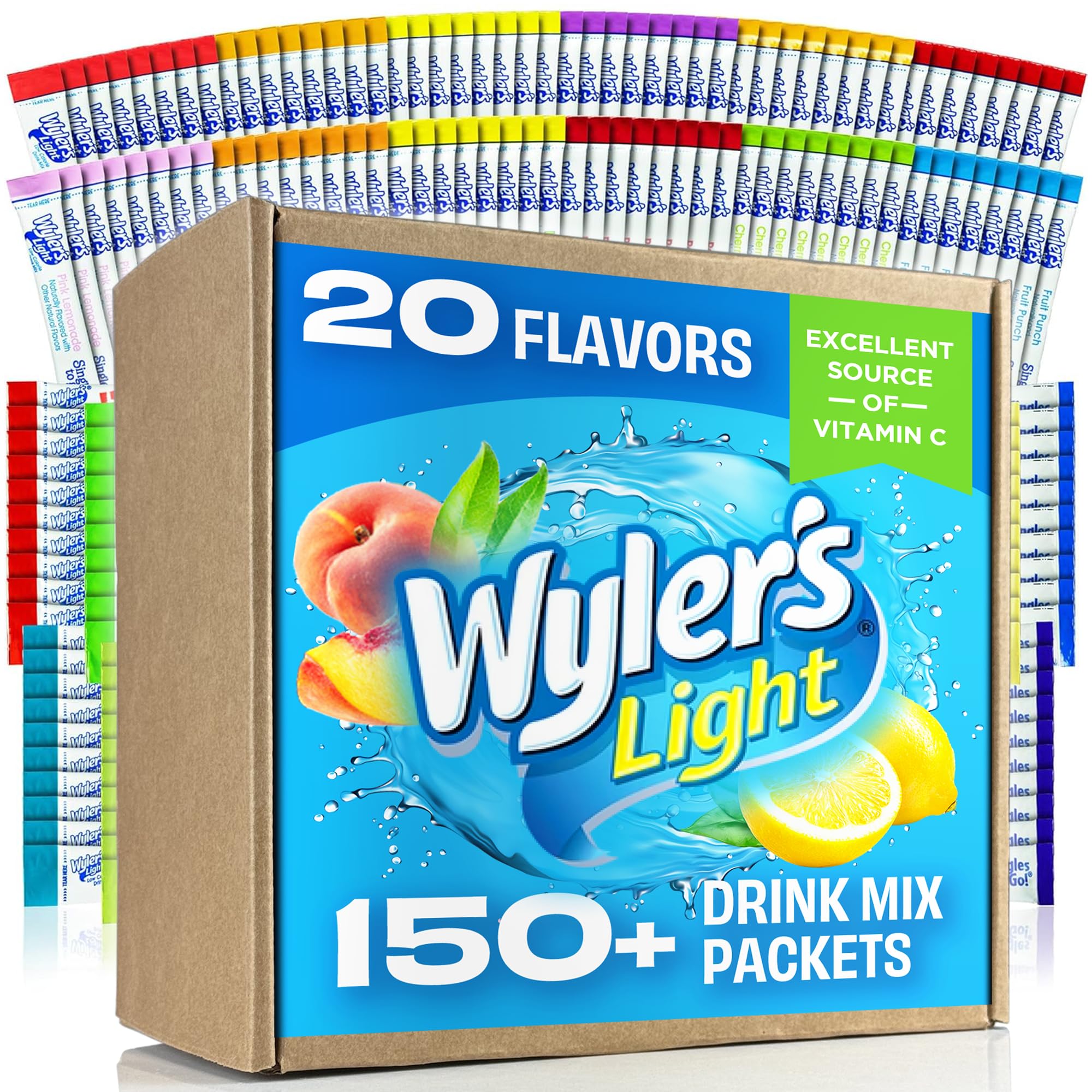 Wyler's Light 176ct Bulk Variety Pack - 20 Different Flavors from Fruit Punch, Iced Tea, Lemonade, and More - Sugar Free Singles To Go Drink Mix