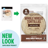 Amazon Grocery, Whole Wheat Tortilla, Soft Taco Size, 16 Oz, 10 Ct