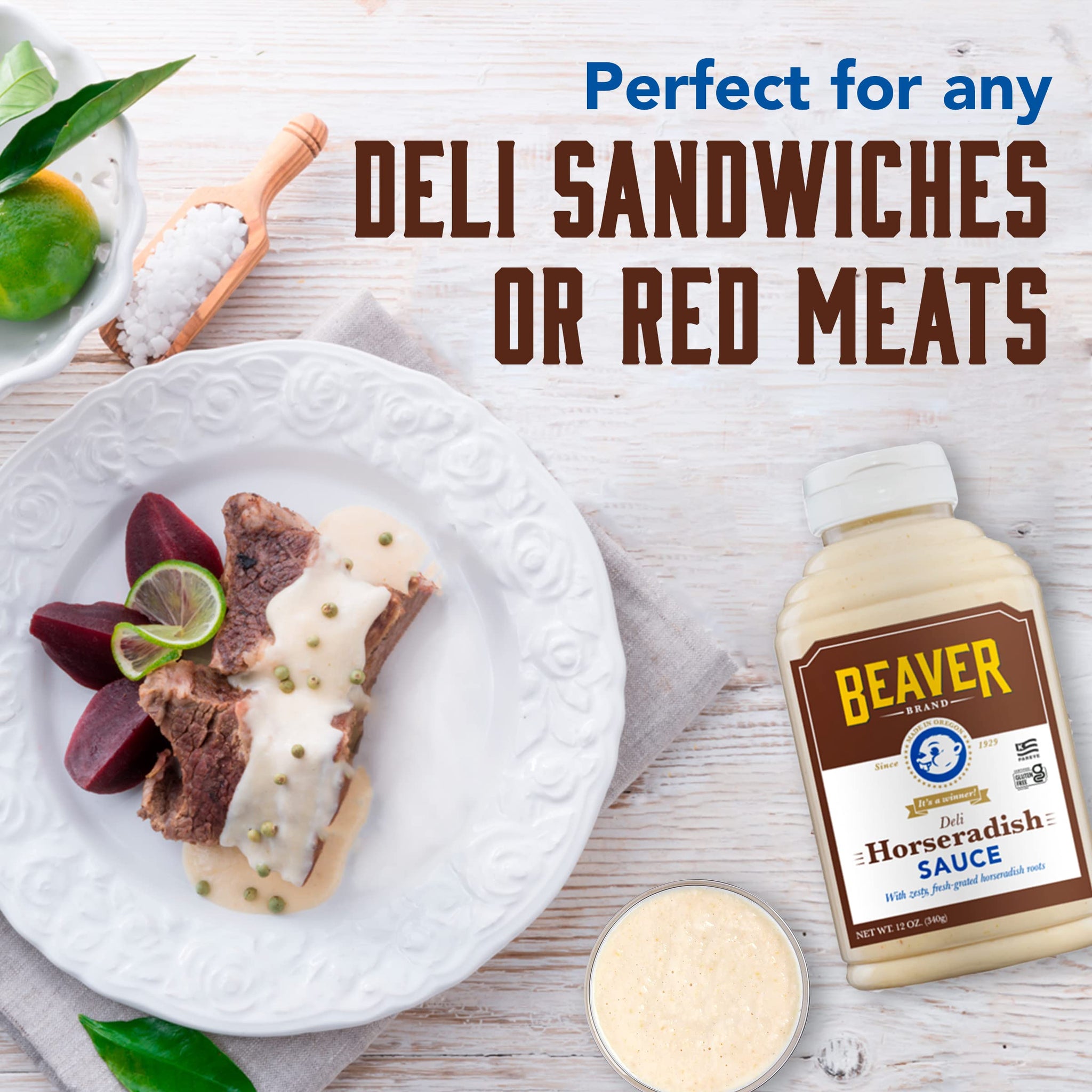 Beaver Brand Deli Horseradish Sauce, Zesty Deli, 12 oz.