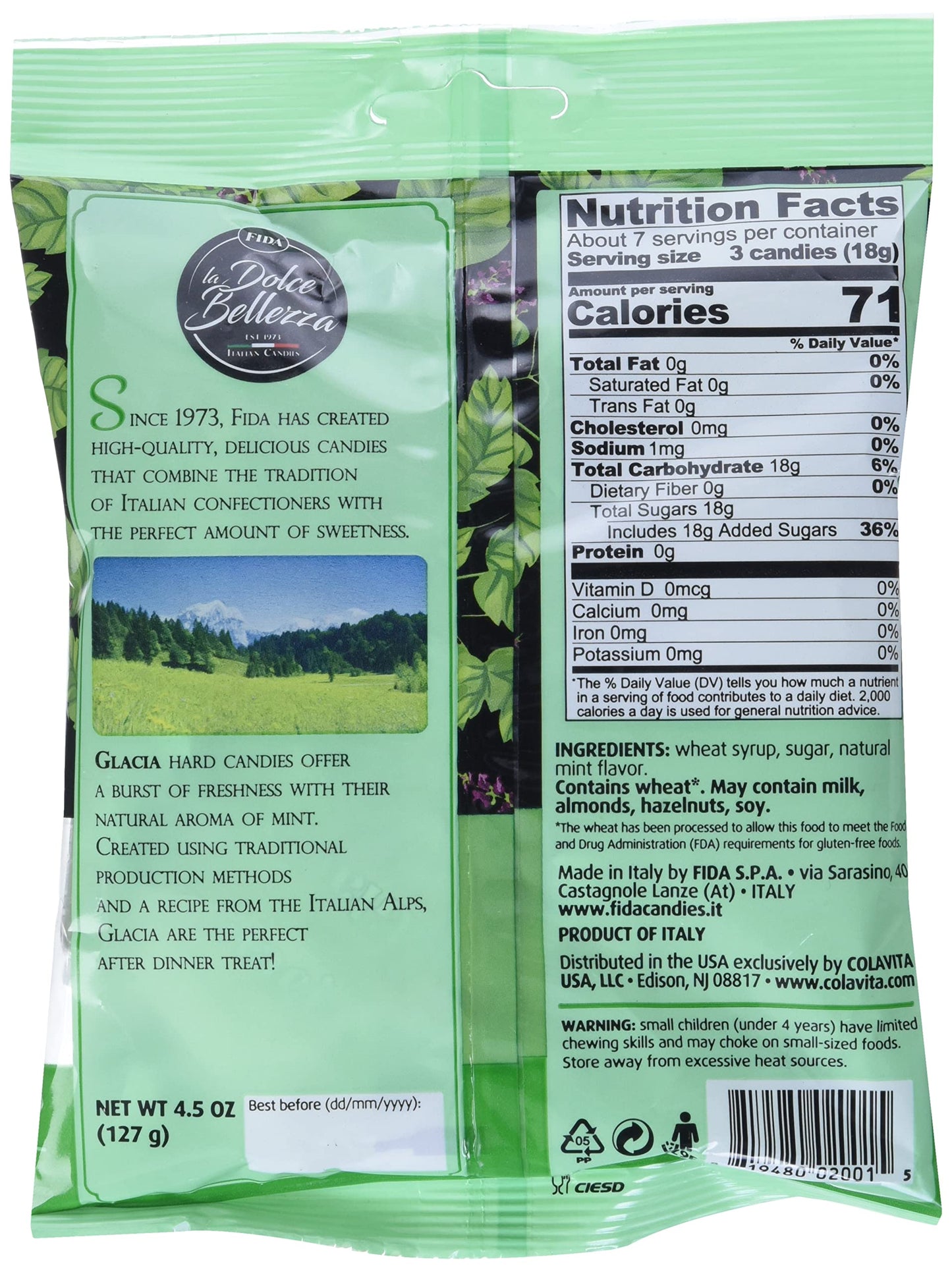 Fida Hard Italian Candy, 4.5 Ounce (Glacia Mint)