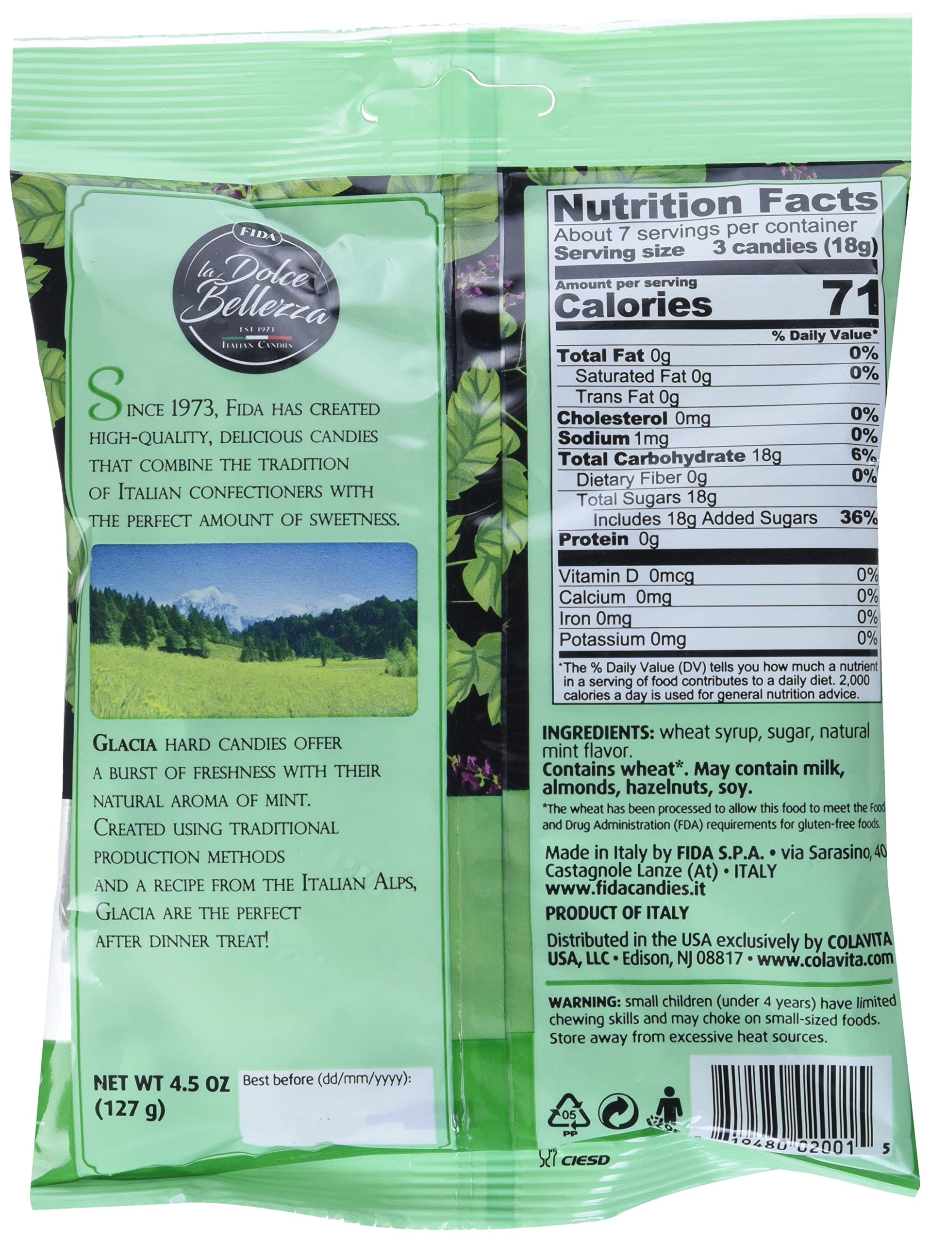 Fida Hard Italian Candy, 4.5 Ounce (Glacia Mint)