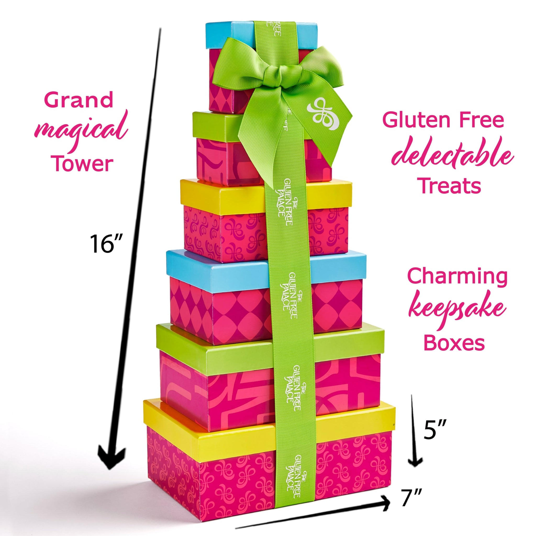 Gluten Free Palace Gift Basket Tower - Premium Gift Basket for Father's Day - 6?Tier Elegant Gluten Free Cookie Treat Tower for Families