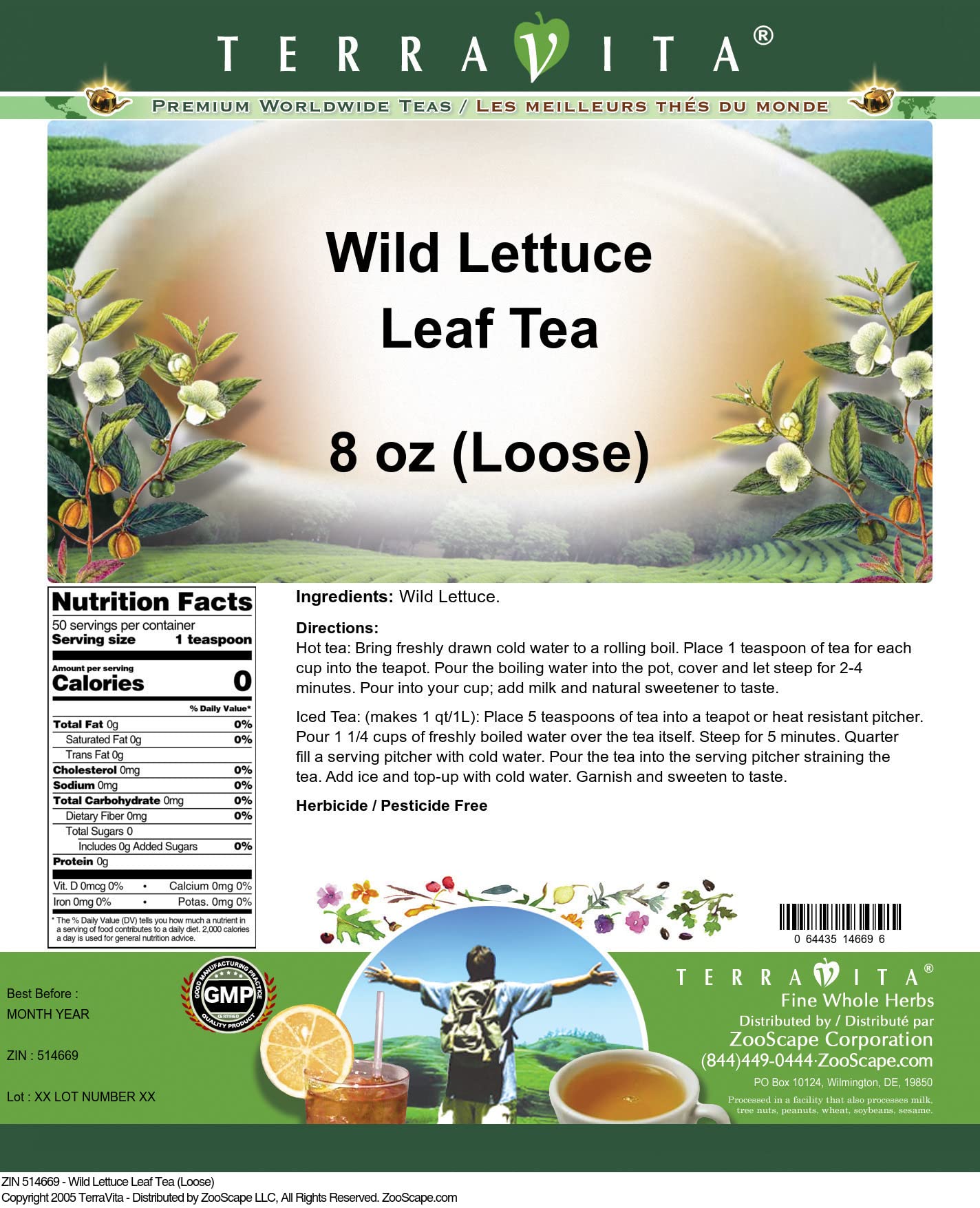 Wild Lettuce Leaf Tea (Loose) (8 oz, ZIN: 514669) - 3 Pack