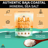Baja Coastal - Baja Mineral Sea Salt, Fine Grind, 1lb - 16oz. 100% Organic & Unrefined, Rich in Essential Minerals, Low Sodium Salt, Perfect for