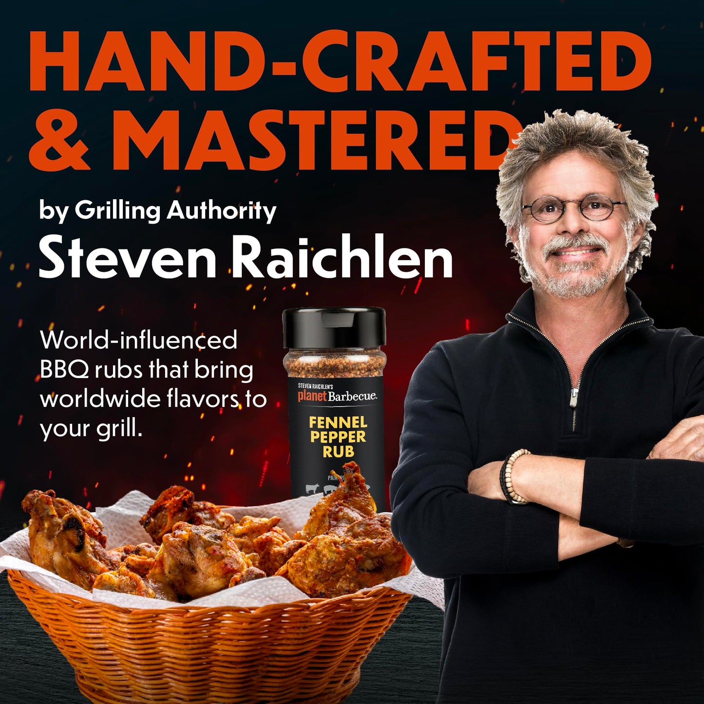 Steven Raichlen's Planet Barbecue Gourmet BBQ Rubs & Spices Gift Box 6 Pack- Grill Seasonings Set with Worldwide Flavors- Great Grilling Gift for Men