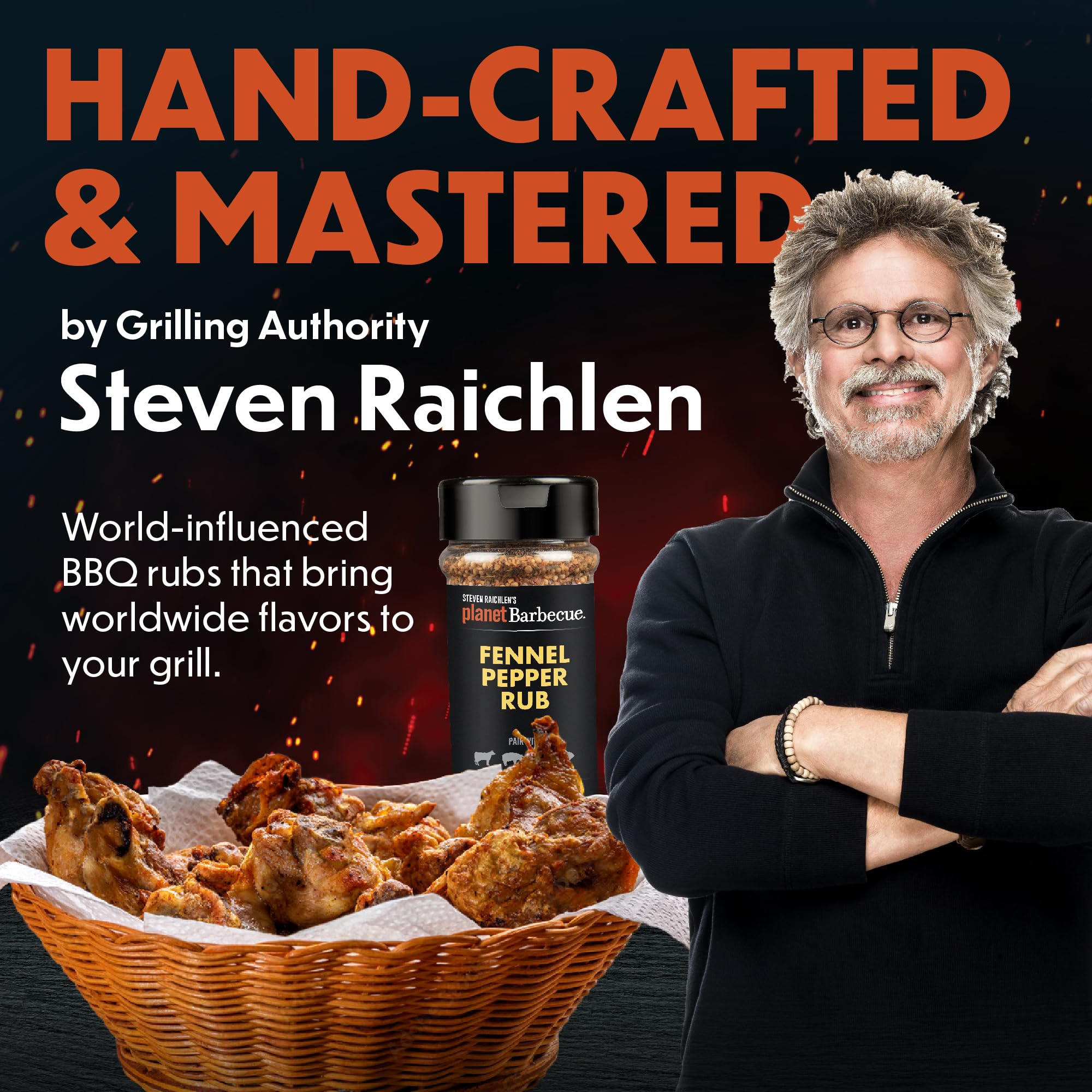 Steven Raichlen's Planet Barbecue Gourmet BBQ Rubs & Spices Gift Box 6 Pack- Grill Seasonings Set with Worldwide Flavors- Great Grilling Gift for Men