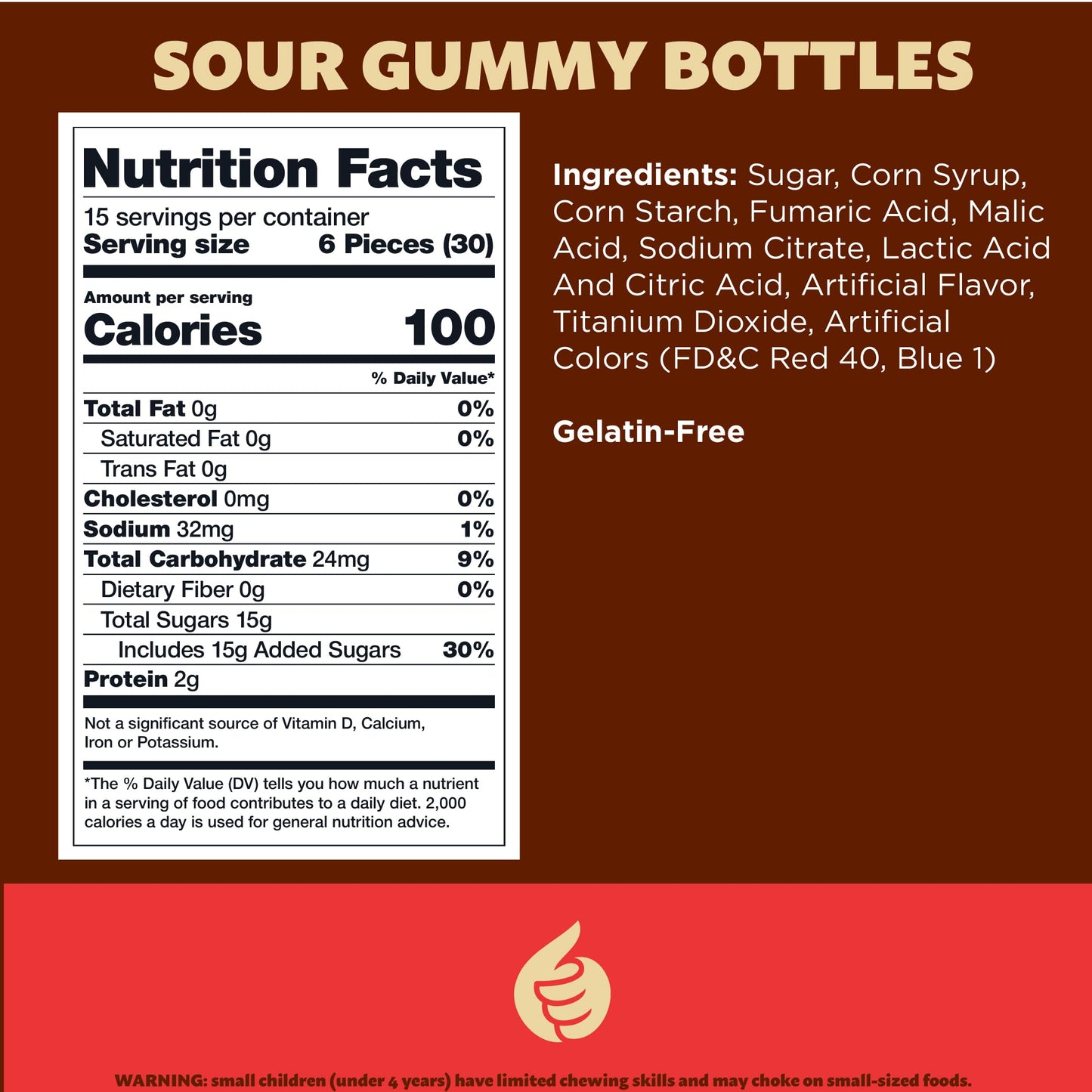 Sour Gummy Bottles Candy Mix | 1-Pound Pack | Blue Raspberry and Tutti-Frutti Flavors | Gelatin-Free Gummies for Baby Showers, Gender Reveal, Party