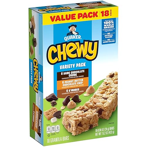 Quaker Chewy Granola Bars, Variety Pack, 0.84 Oz Bars, 18 Ct