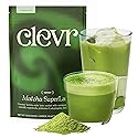 Clevr Matcha SuperLatte, Instant Ceremonial Grade, Superfood Powder Blend with Lions Mane, Reishi Mushroom, Coconut Cream, Ashwagandha, Serve Hot or