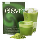 Clevr Matcha SuperLatte, Instant Ceremonial Grade, Superfood Powder Blend with Lions Mane, Reishi Mushroom, Coconut Cream, Ashwagandha, Serve Hot or